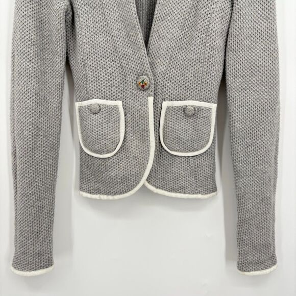 Anthropologie Moth Blakely Gray Floral One Button Knit Cardigan, Sz XS, Boho - Picture 4 of 12